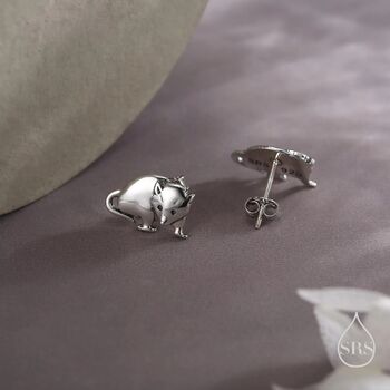 Sterling Silver Opposum Stud Earrings, 3 of 12