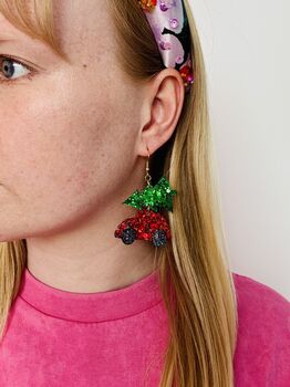 Christmas Tree On A Car Glitter Resin Earrings / Festive Jewellery / Festive Gift / Driving Home For Christmas, 5 of 5