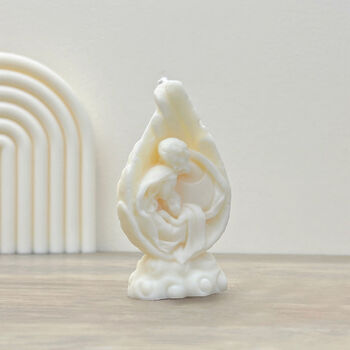 Christmas Holy Family Nativity Candle In Angel Wings, 4 of 9