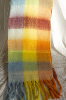 Pastel Rainbow Plaid Warm Wrap Scarf, 6 of 8