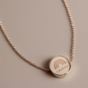 Personalised Rainbow Rose Gold Tone Disc Necklace For Her, 3 of 3