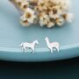 Mismatched Horse And Llama Stud Earrings In Sterling Silver, thumbnail 4 of 10