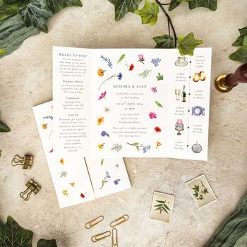 Scattered Wildflowers Gatefold Wedding Invitation, 10 of 11