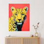 Vibrant Cheetah On Coral Bold Animal Wall Art Print, thumbnail 1 of 6