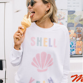 Shell Yeah Women's Beach Slogan Sweatshirt, 2 of 3
