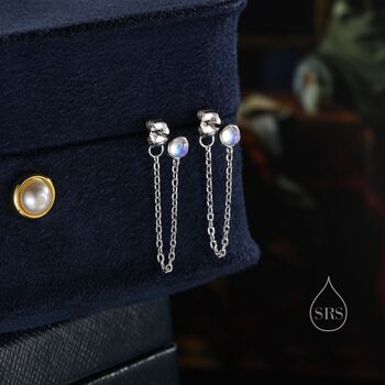 Sterling Silver Moonstone And Chain Ear Jacket, 5 of 11