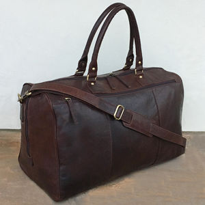 mens large leather holdall bag