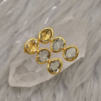 Green Amethyst Gold Drop Earrings, 5 of 7