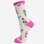 Women's Floral Bamboo Socks Pink Wild Flowers, thumbnail 2 of 2