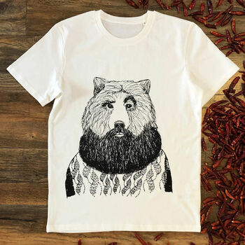 Bearded Bear Men's Organic T Shirt, 2 of 6