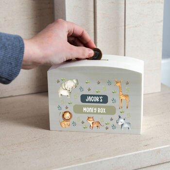 Personalised Money Box With Jungle Animals, 3 of 5