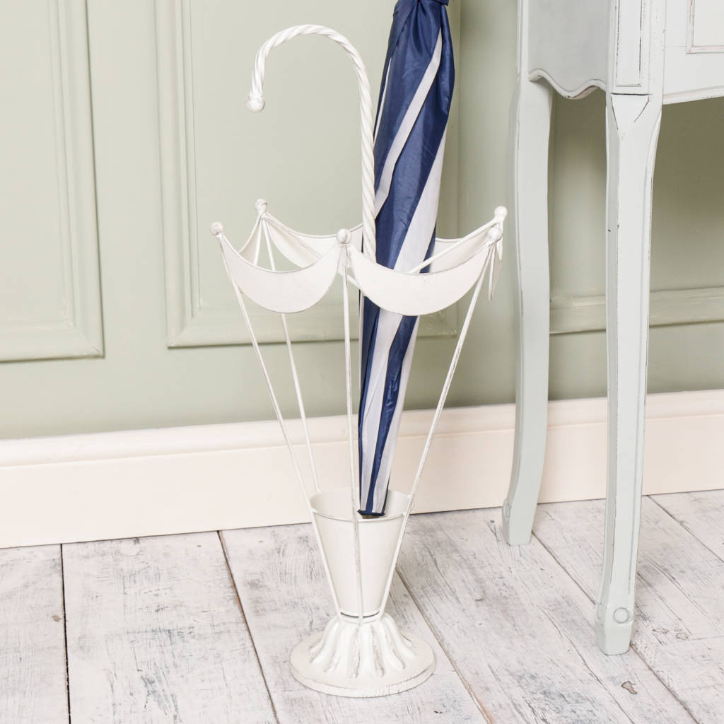 Vintage Cream Metal Umbrella Frame Stand By Dibor