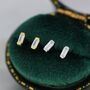Sterling Silver Extra Tiny Baguette Cz Screw Back Earrings, thumbnail 3 of 11