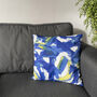 Joy Blue Abstract Cushion, thumbnail 1 of 3