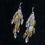 Sterling Silver And Gold Plated Dangling Leaf Earrings, thumbnail 3 of 3