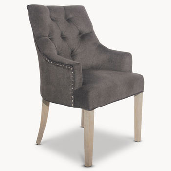 St James Charcoal Padded Wing Dining Chair, 2 of 3