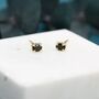 Tiny Black Oval Cz Stud Earrings Sterling Silver, thumbnail 5 of 10