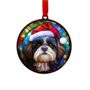 Shih Tzu Black And White In Santa Hat Suncatcher Decoration, thumbnail 5 of 6