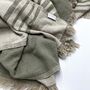 Milos Linen Blend Striped Blanket Sage Green, thumbnail 8 of 12