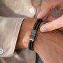 Men's Personalised Leather And Black Clasp Bracelet, thumbnail 3 of 9