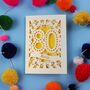 Personalised 80th Birthday Card Papercut Spotty Design, thumbnail 9 of 9