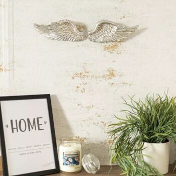 Silver Angel Wings Home Wall Decor Hanging Ornament 2pc, 4 of 5