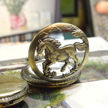Personalised Bronze Pocket Watch Single Horse Design, 3 of 6