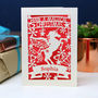 Personalised Papercut Unicorn Christmas Card, thumbnail 1 of 3