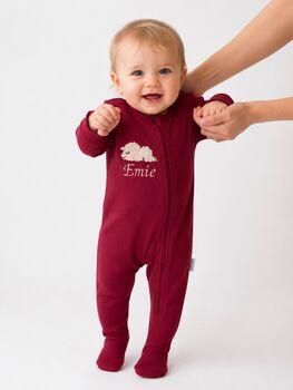 Personalised Gift Baby Zip Romper | Embroidered Name Or Animals, 4 of 12