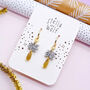 Silver Glitter And Gold Drop Party Earrings, thumbnail 1 of 6