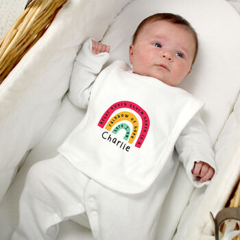 Personalised Rainbow Baby Bib, 3 of 3