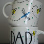Ceramic Dad Mug Father's Day Mug Nature Bees Dragonfly, thumbnail 3 of 4