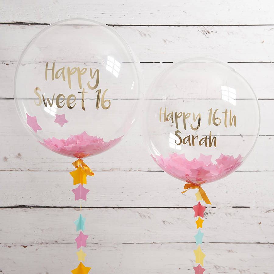 personalised sweet 16 confetti filled balloon by bubblegum balloons ...
