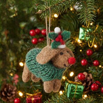 Felt Rudolph Dachshund Dog Christmas Decoration, 2 of 3