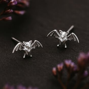 Sterling Silver Bat Stud Earrings, 5 of 5