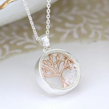 Silver Plated Rose Gold Tree And Crystals Necklace, 4 of 6