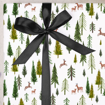 Three Sheets Of Christmas Trees And Deer Wrapping Paper, 2 of 2