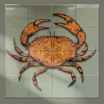 Crab Tile Mural Grey Green Background, 2 of 12