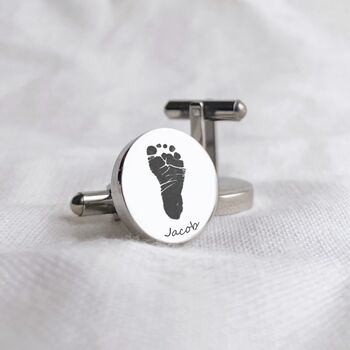 Stainless Steel Engraved Circle Cufflinks With Prints, 2 of 3