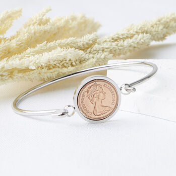 50th Birthday 1976 Halfpenny Coin Bracelet, 2 of 10