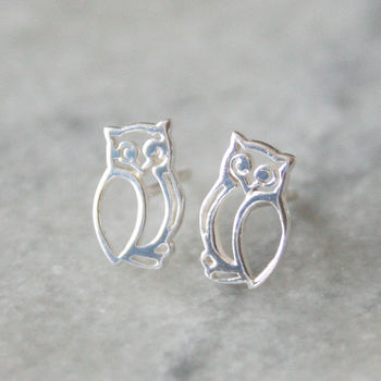 Little Owl Sterling Silver Earrings, 2 of 9