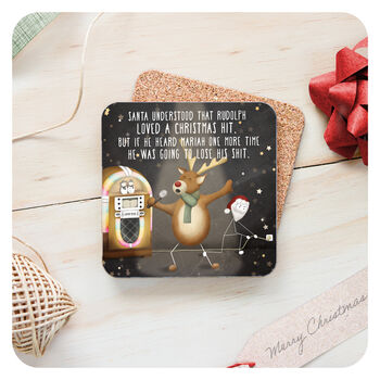 Mariah Fun Christmas Gift Coaster Drinking Secret Santa, 2 of 5