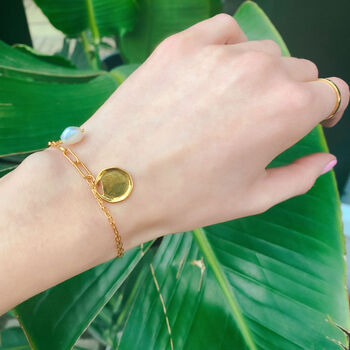 Gold Plated Coin And Pearl Chain Bracelet, 3 of 4