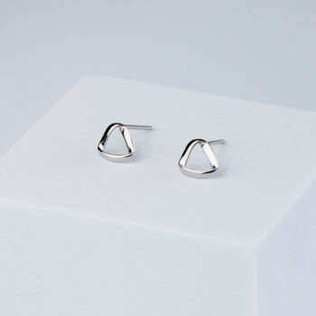 Sterling Silver Twisted Triangle Stud Earrings, 3 of 6