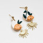 Orange Tree Brass And Clay Drop Earrings, thumbnail 3 of 8