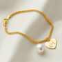 Gold Letter Bracelet With Freshwater Pearl, thumbnail 1 of 6