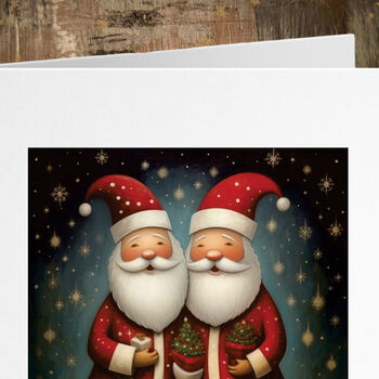 Gay Pride Christmas Card, Two Santa Claus Lgbtq, 2 of 3