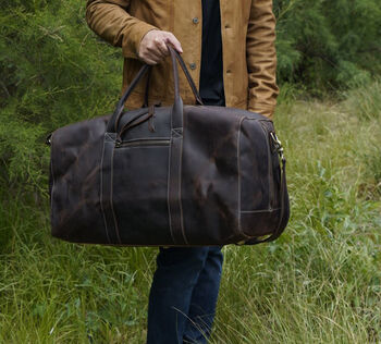 Genuine Leather Duffel Travel Bag, 6 of 7