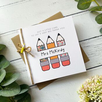 Handmade Thank You Teacher/Teaching Assistant, Pencil Design, 2 of 4