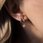 Elsa. Gold Plated Pavé Star Hoop Earrings, thumbnail 5 of 5